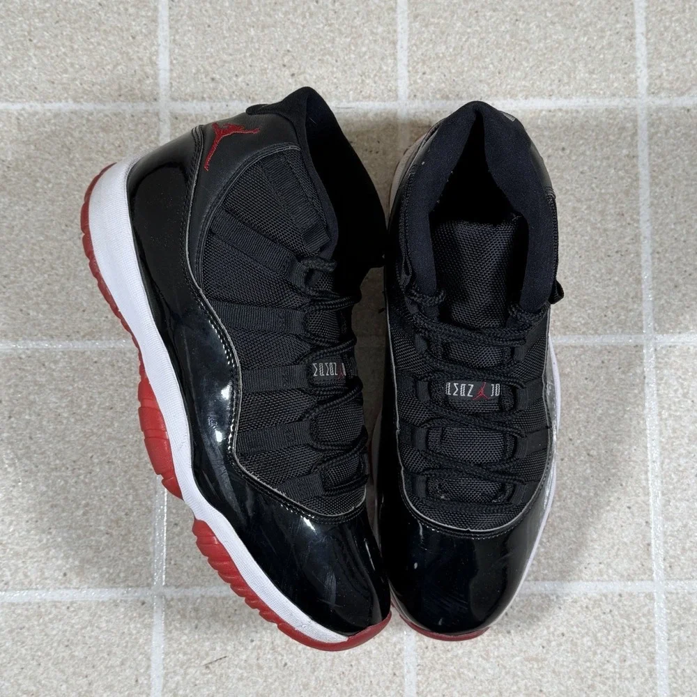 Nike Air Jordan 11 Retro Bred 2019 Size 10.5 Black Red XI 378037-061